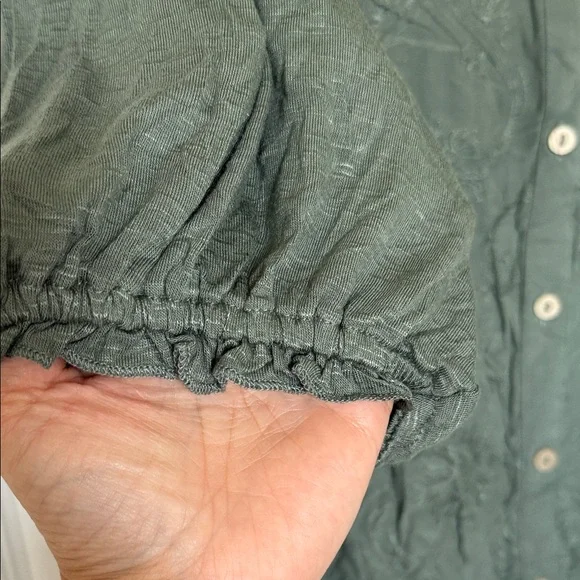 NWOT Democracy Green Embroidered Blouse Sz Large - Picture 5 of 8